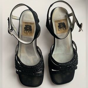 Black Beaded Strap Heels